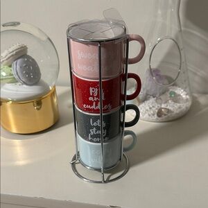 Coco + Lola Stackable Mug Set - Pink, Red, Black, Blue